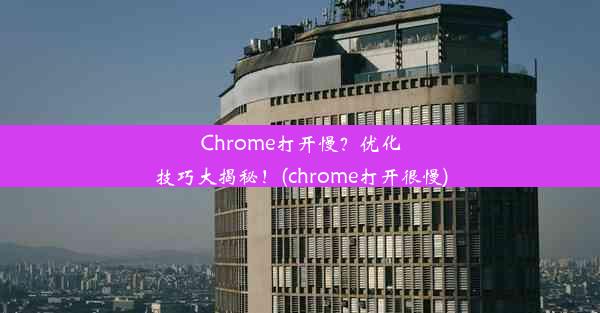 Chrome打开慢？优化技巧大揭秘！(chrome打开很慢)