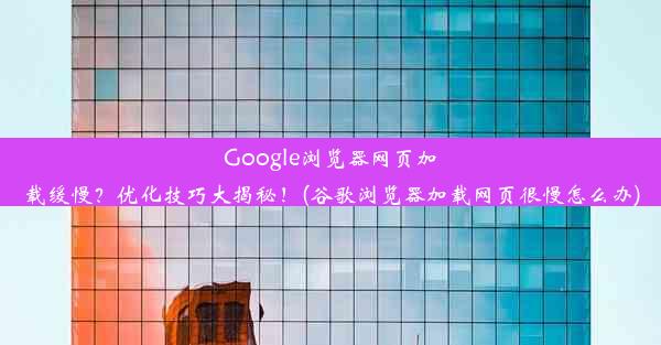 Google浏览器网页加载缓慢？优化技巧大揭秘！(谷歌浏览器加载网页很慢怎么办)