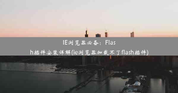 IE浏览器必备：Flash插件安装详解(ie浏览器加载不了flash插件)