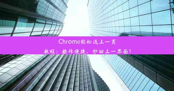 Chrome轻松返上一页教程：操作便捷，秒回上一界面！