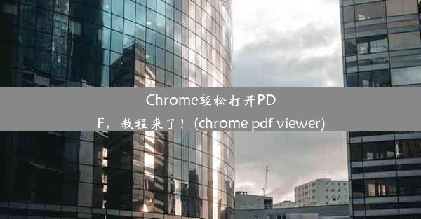 Chrome轻松打开PDF，教程来了！(chrome pdf viewer)