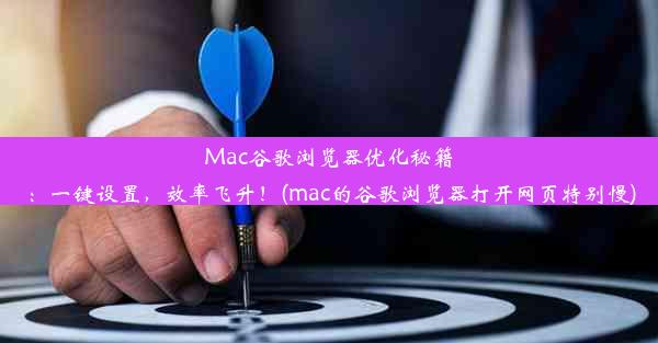 Mac谷歌浏览器优化秘籍：一键设置，效率飞升！(mac的谷歌浏览器打开网页特别慢)