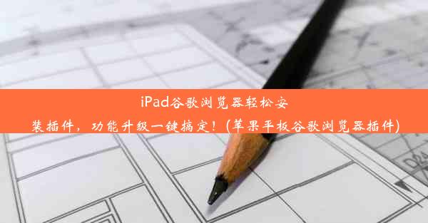 iPad谷歌浏览器轻松安装插件，功能升级一键搞定！(苹果平板谷歌浏览器插件)