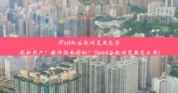 iPad版谷歌浏览器能否添新用户？操作指南揭秘！(ipad谷歌浏览器怎么用)