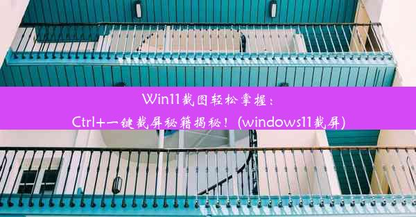 Win11截图轻松掌握：Ctrl+一键截屏秘籍揭秘！(windows11截屏)