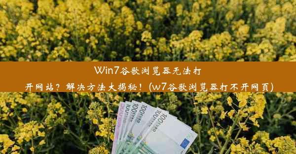 Win7谷歌浏览器无法打开网站？解决方法大揭秘！(w7谷歌浏览器打不开网页)