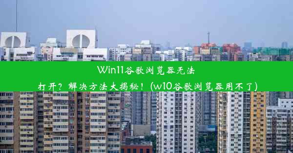 Win11谷歌浏览器无法打开？解决方法大揭秘！(w10谷歌浏览器用不了)