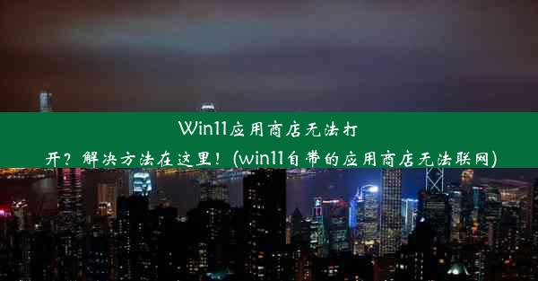 Win11应用商店无法打开？解决方法在这里！(win11自带的应用商店无法联网)