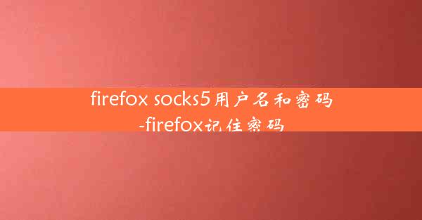 firefox socks5用户名和密码-firefox记住密码